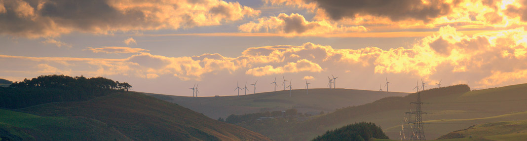 Landscape, wind turbines